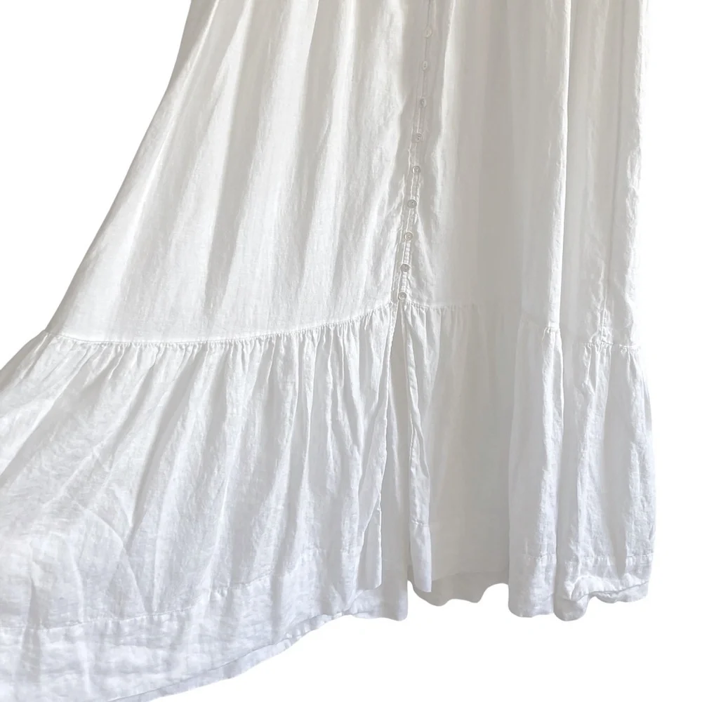 WILFRED Ohara Tiered Linen Maxi Dress White Puff Sleeve - Picture 10 of 14